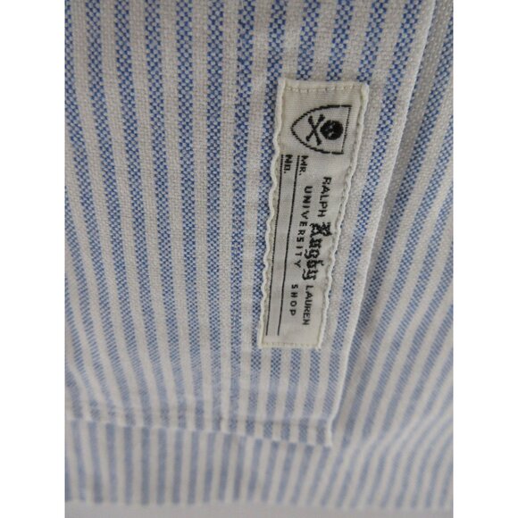 Ralph Lauren Rugby Shirt Large University Oxford Striped Button Down - Picture 7 of 11